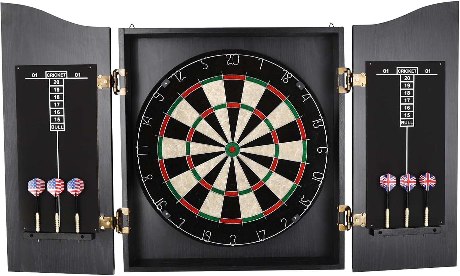 Dart Board Cabinet Set, Black Wall-Mounted Wooden Dartboard with Cabinet & Dart for Unisex-Adult Dart Board Cabinet for Homes, Bedrooms, Bars, Clubs