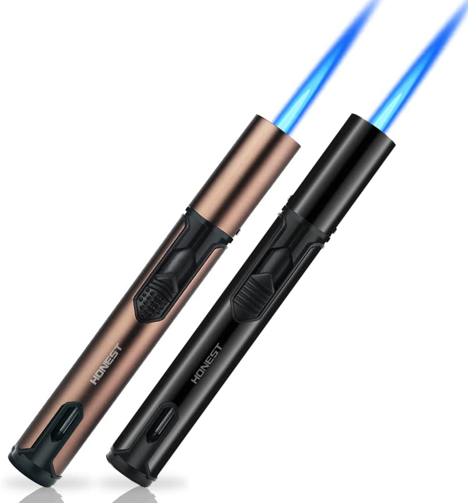 Metal Lighters Butane Lighters Refillable Single Jet Flame Lighter Shipped without Gas (Black&Brown)
