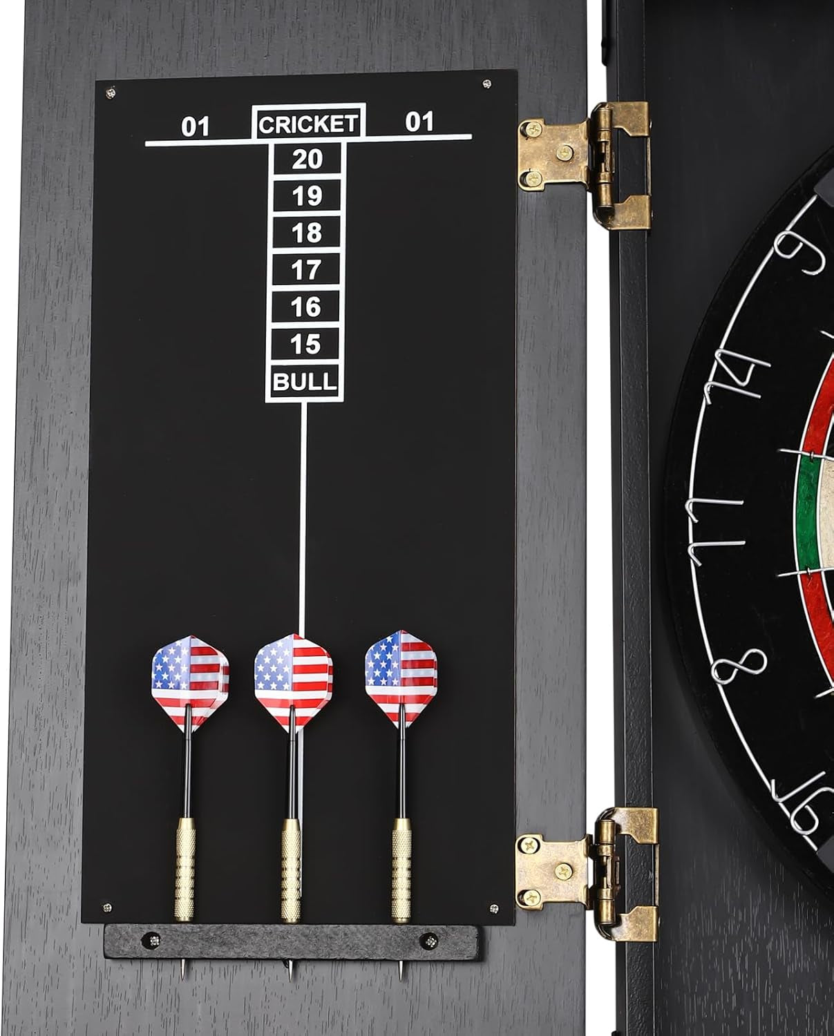 Dart Board Cabinet Set, Black Wall-Mounted Wooden Dartboard with Cabinet & Dart for Unisex-Adult Dart Board Cabinet for Homes, Bedrooms, Bars, Clubs