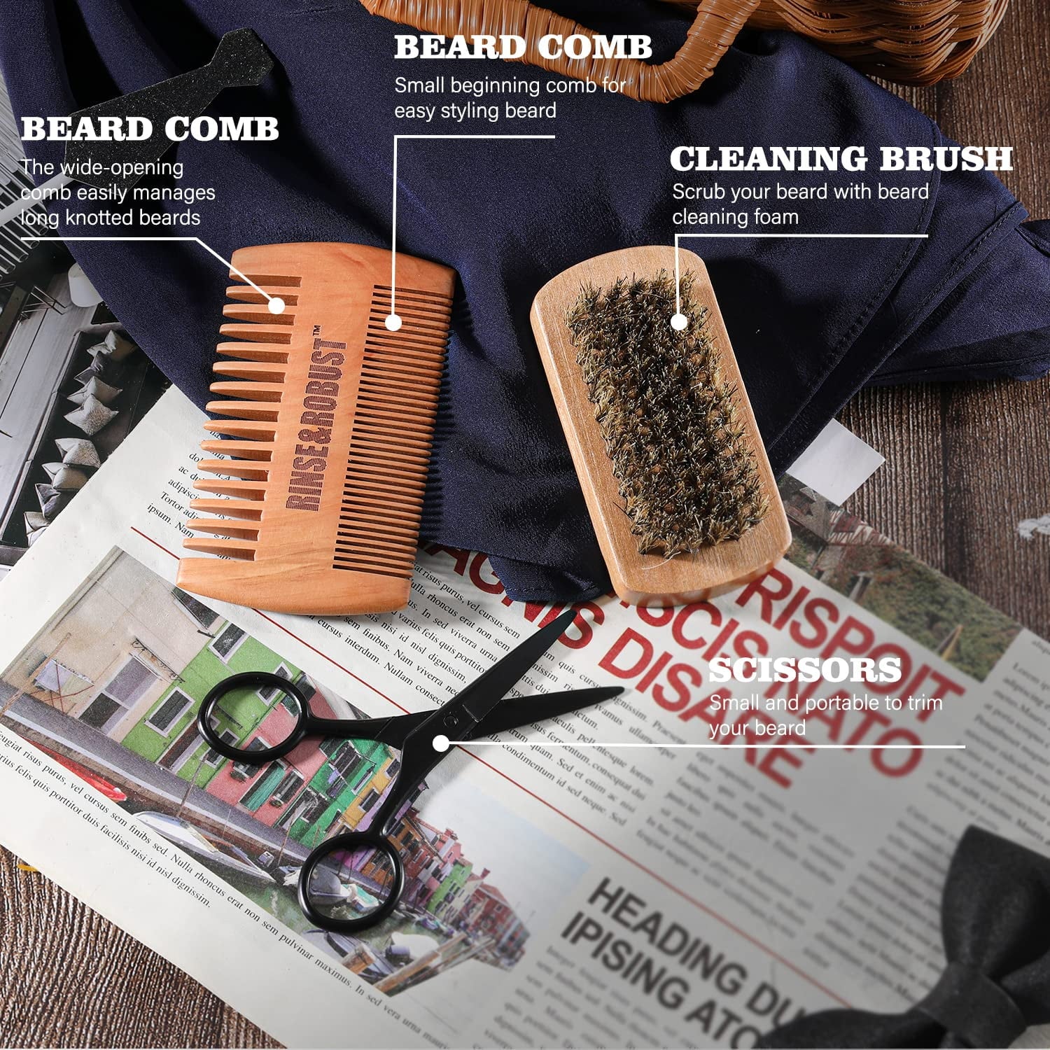 Beard Growth Kit for Men Beard Care Set 8Pcs with Traveling Bag Beard Grooming Wash & Beard Conditioner Kit