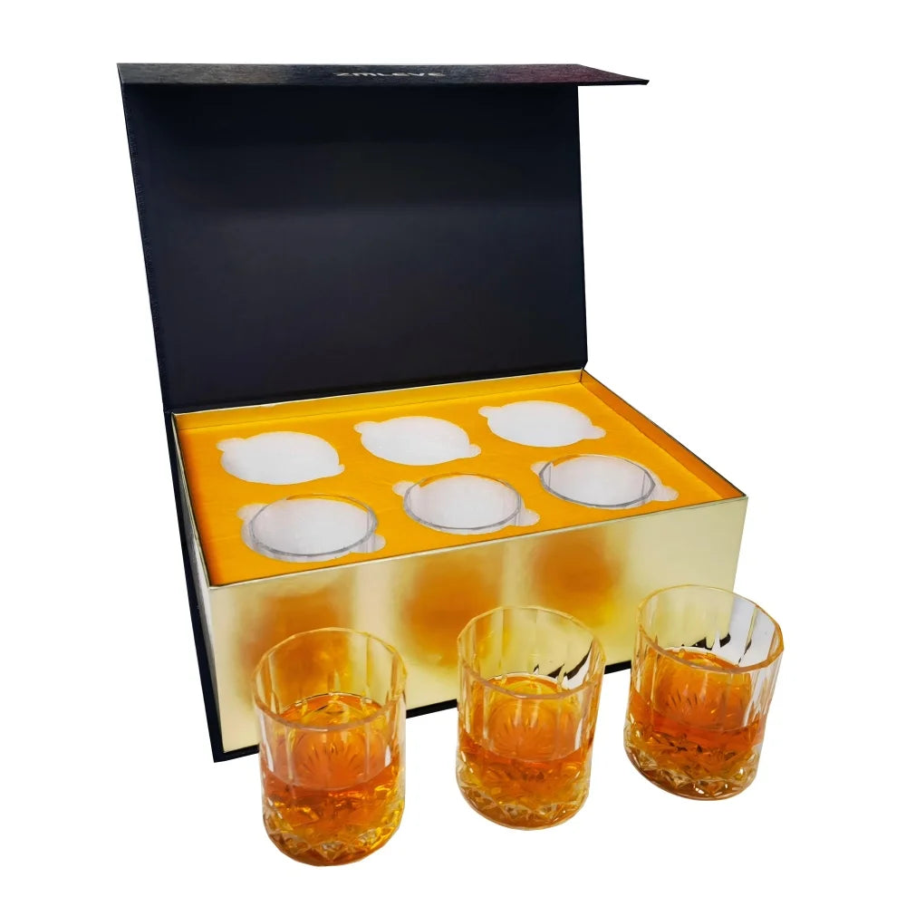 Old Fashioned Whiskey Glasses with Deluxe Box - 10 Oz. Rocks Drinkware for Scotch, Bourbon, Liquors and Cocktails - Set of 6 - Gifts for Men