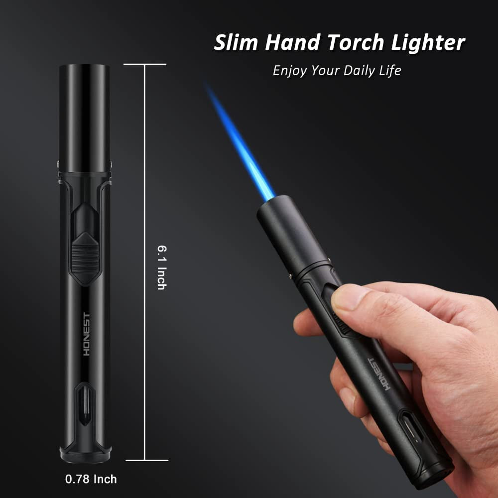 Metal Lighters Butane Lighters Refillable Single Jet Flame Lighter Shipped without Gas (Black&Brown)