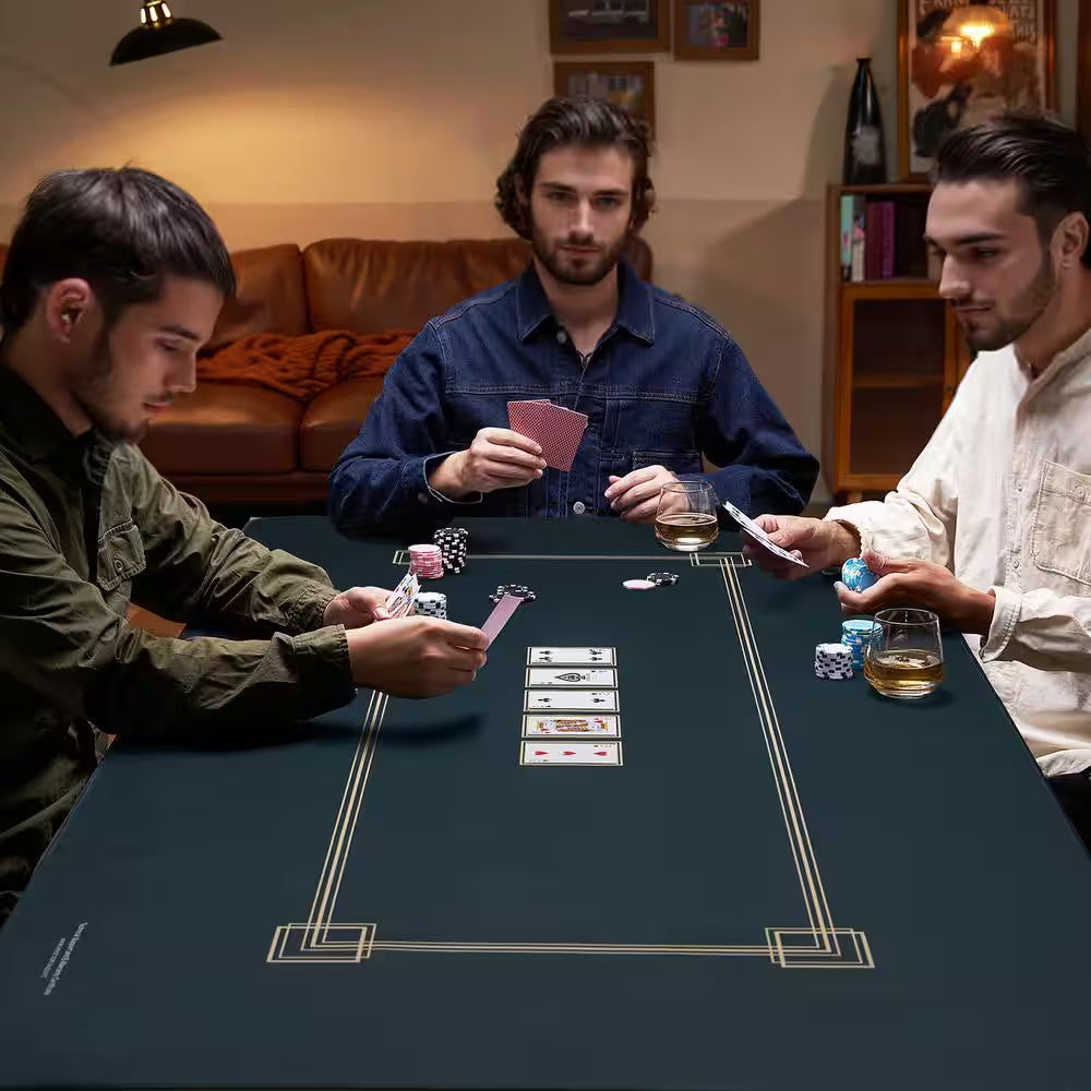 Poker Table Top, 70 X 35 In. Poker Mat for Table, 6-8 Players Foldable Poker Table Top with Carrying Bag, Waterproof