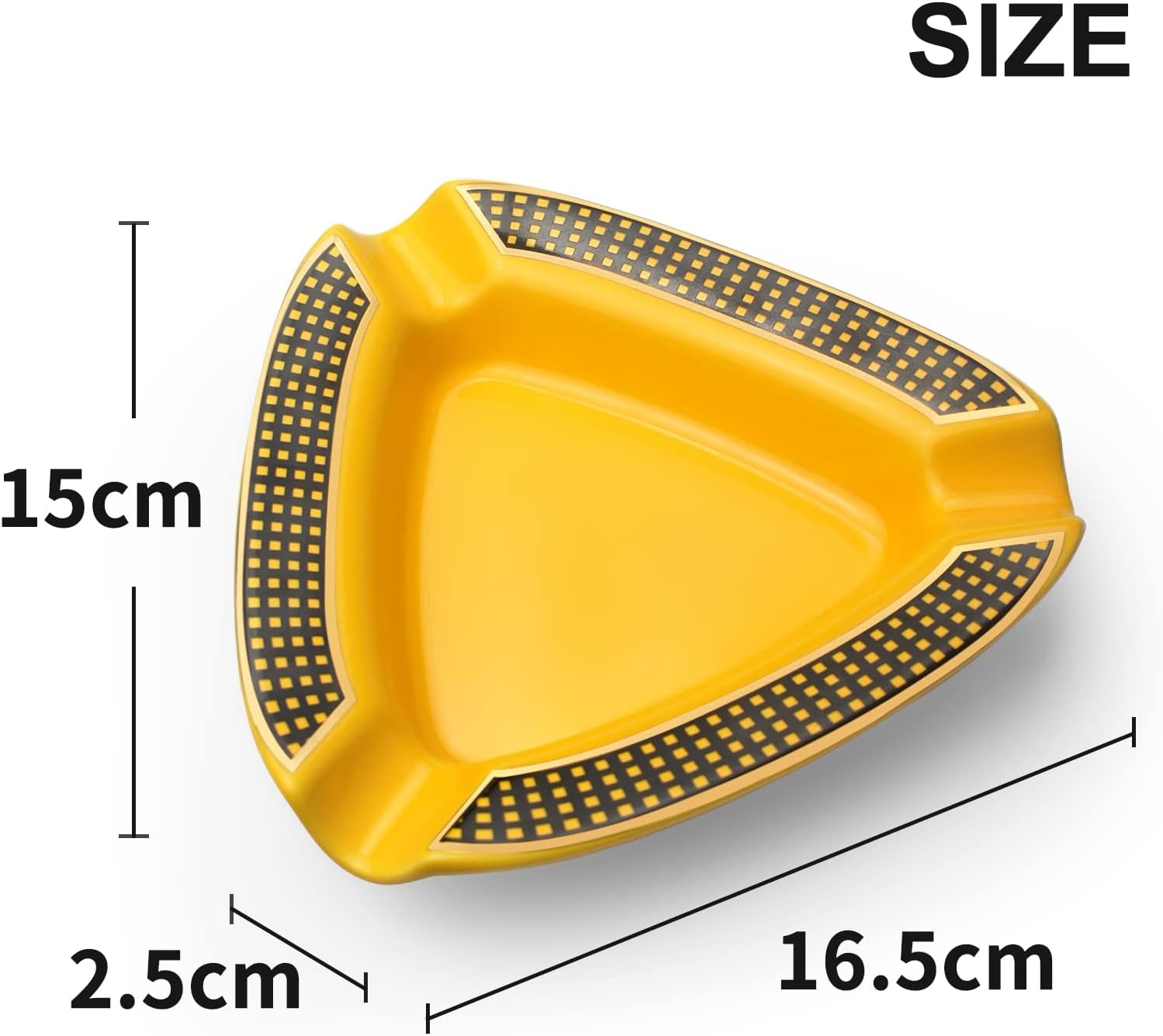 Cigar Ashtray Triangle - Large Outdoor Rest for Patio/Outside/Indoor (Yellow)