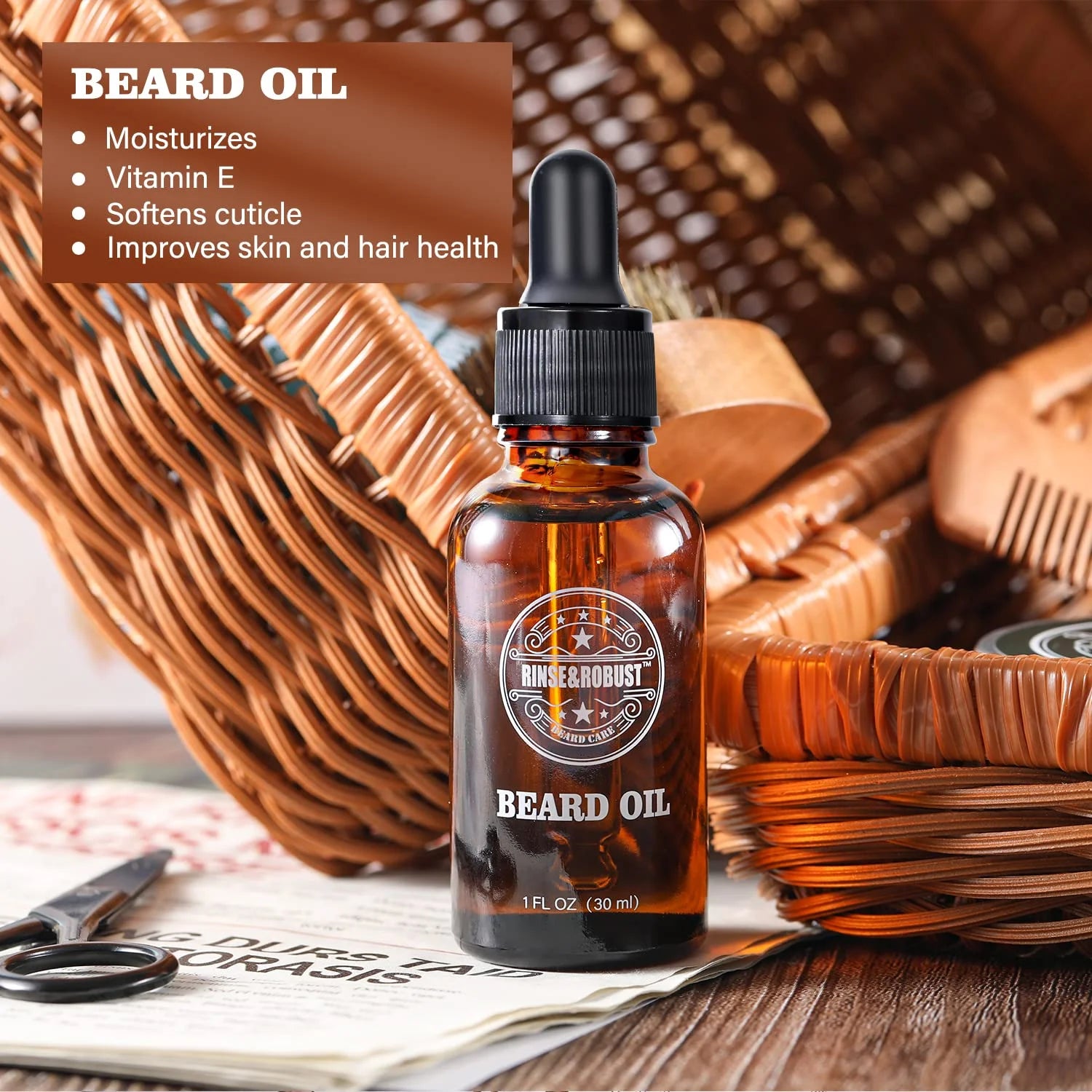 Beard Growth Kit for Men Beard Care Set 8Pcs with Traveling Bag Beard Grooming Wash & Beard Conditioner Kit
