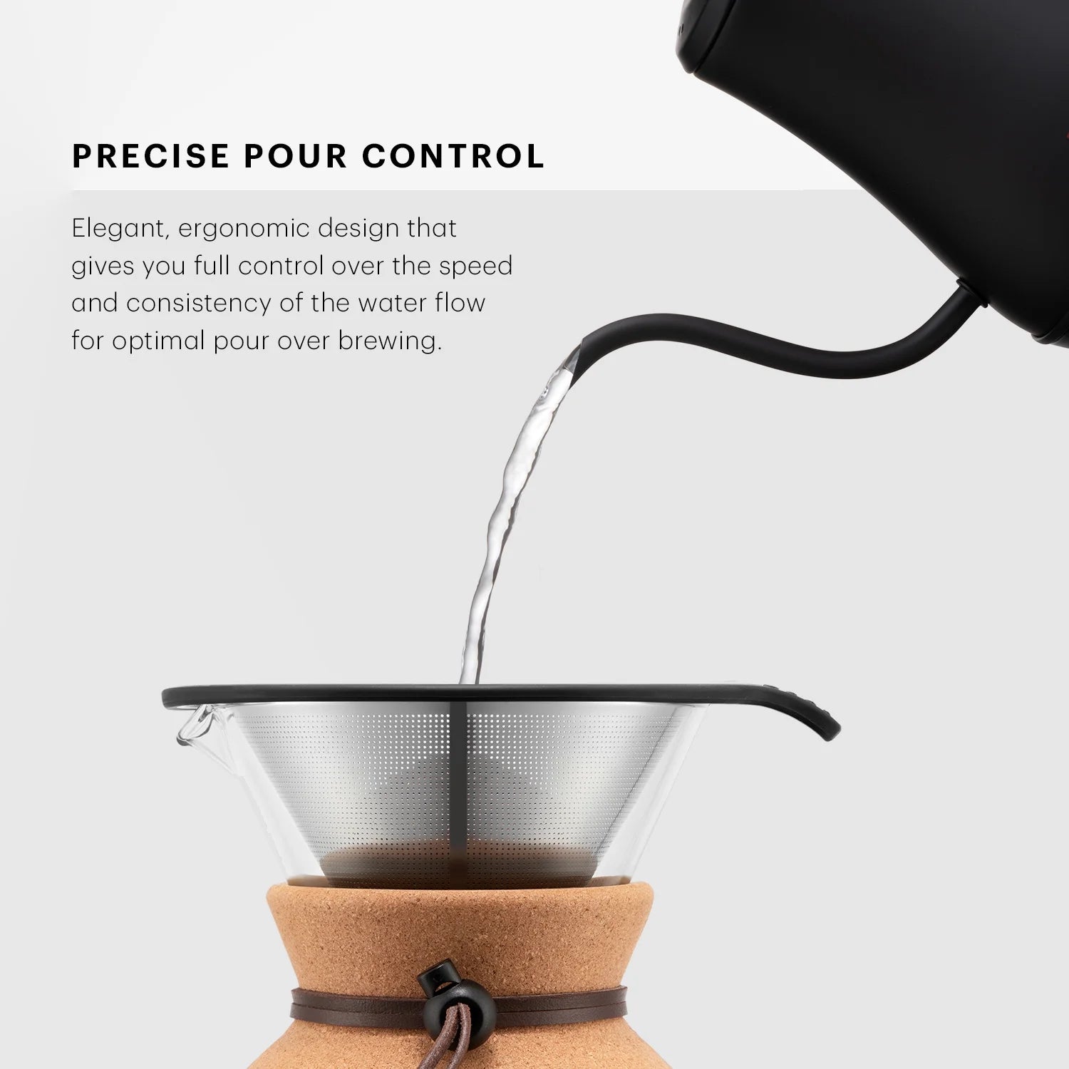 8-Cup Electric Gooseneck Kettle, Black with Automatic Shut-Off
