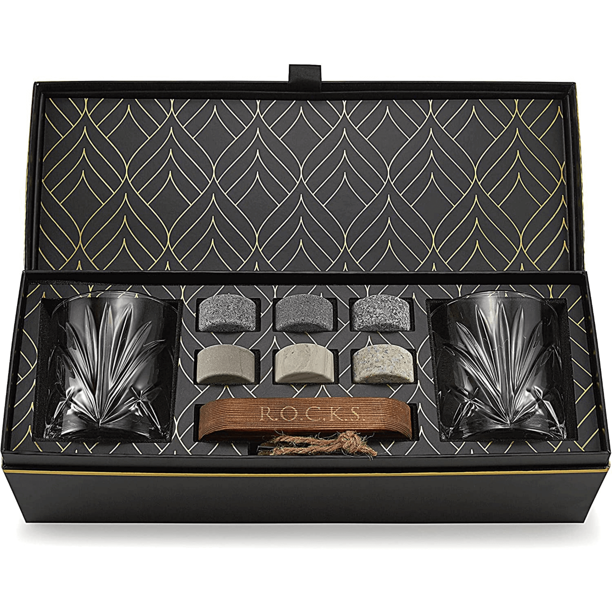 Palm Whiskey Glasses and Rocks Set