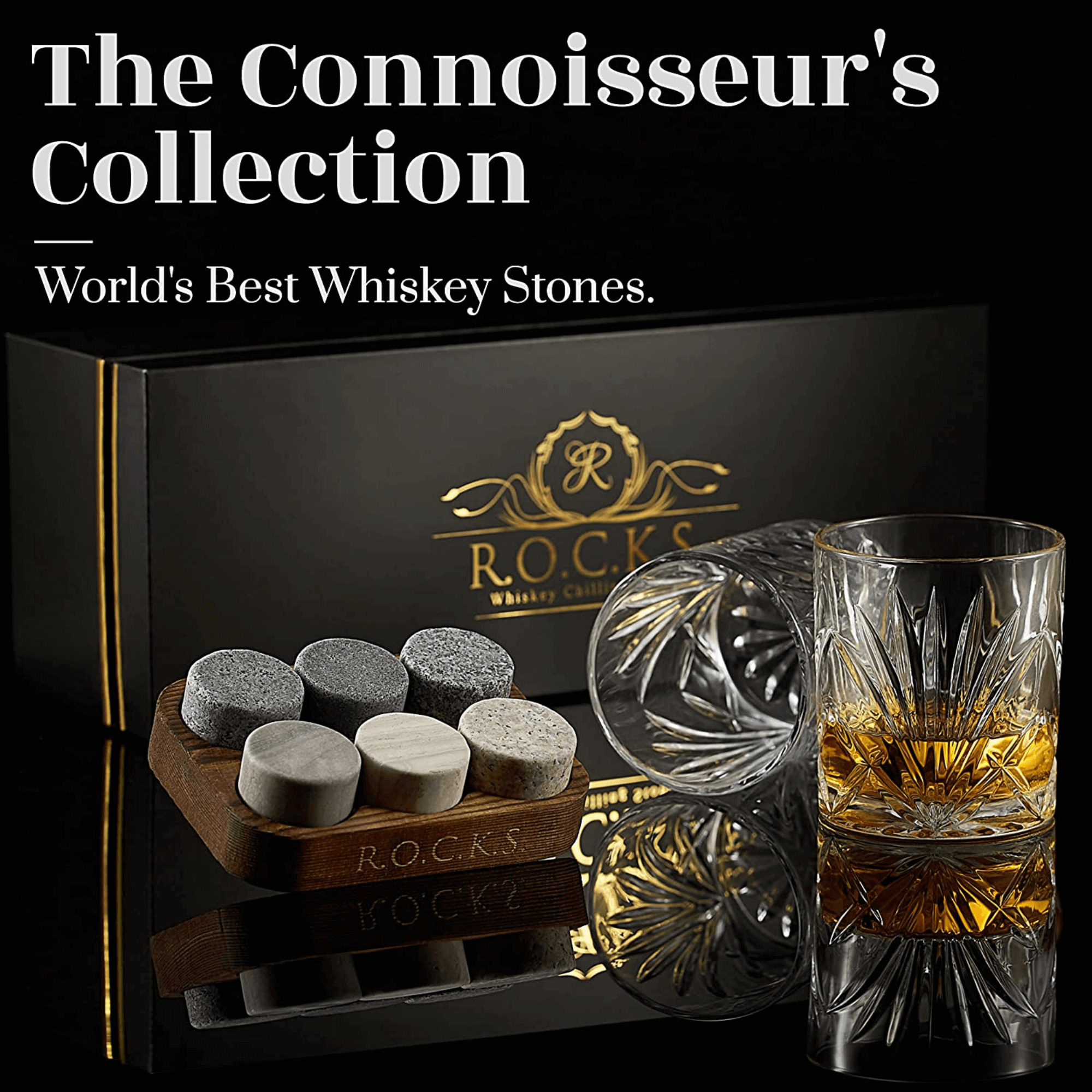Palm Whiskey Glasses and Rocks Set