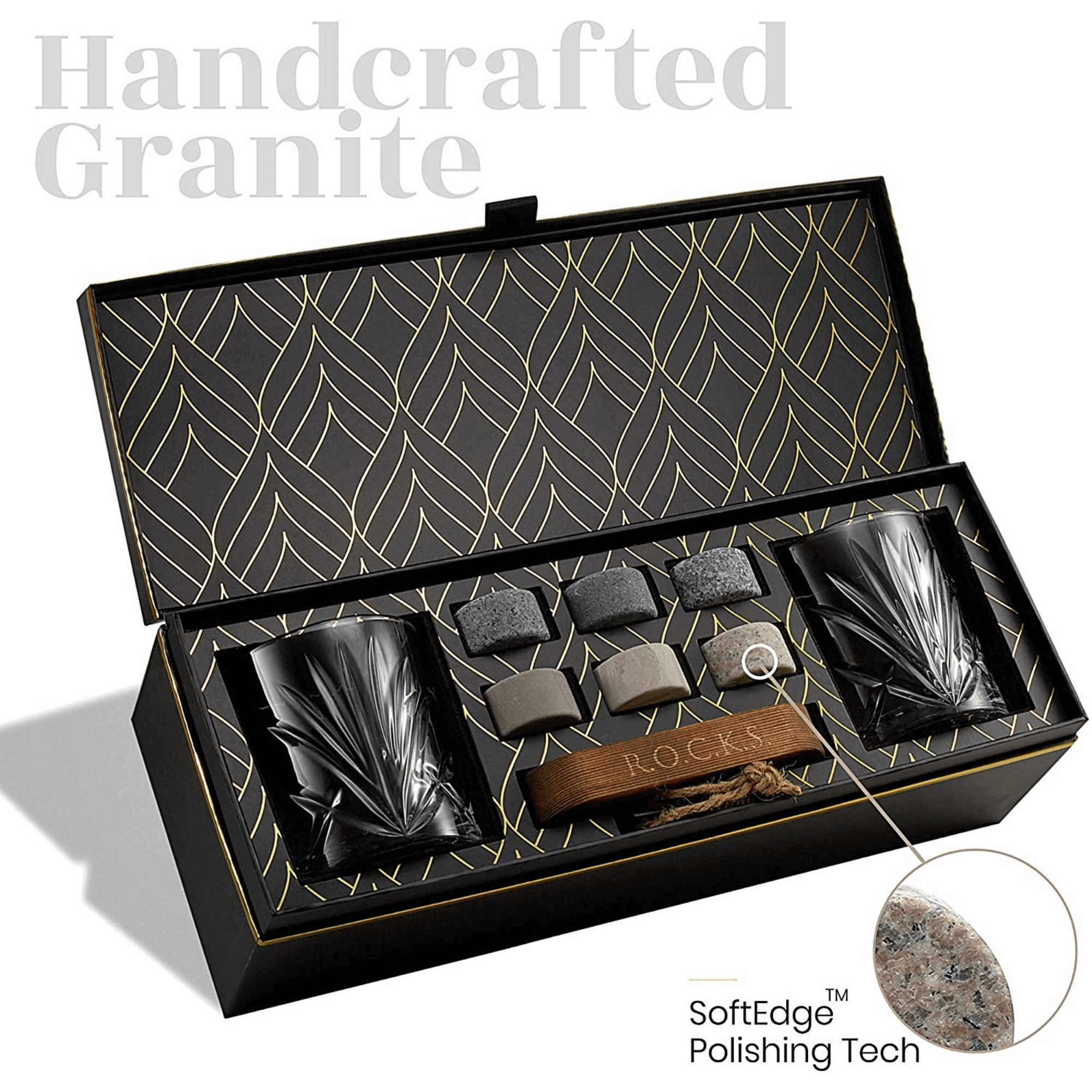 Palm Whiskey Glasses and Rocks Set