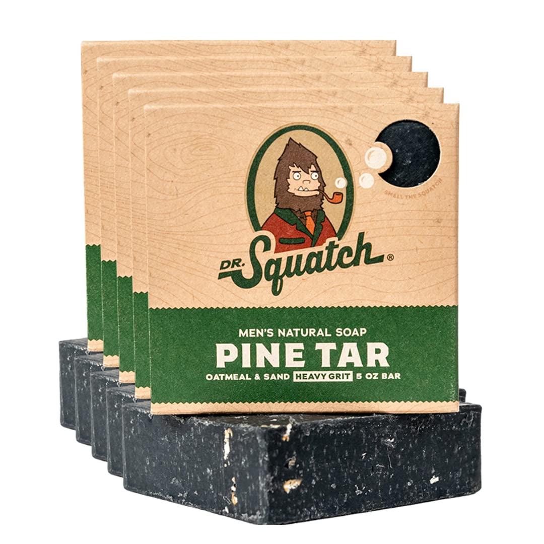 Natural Bar Soap for Men - Cold Process Soap with No Harsh Chemicals - Pine Tar (5 Oz, 5-Pack)