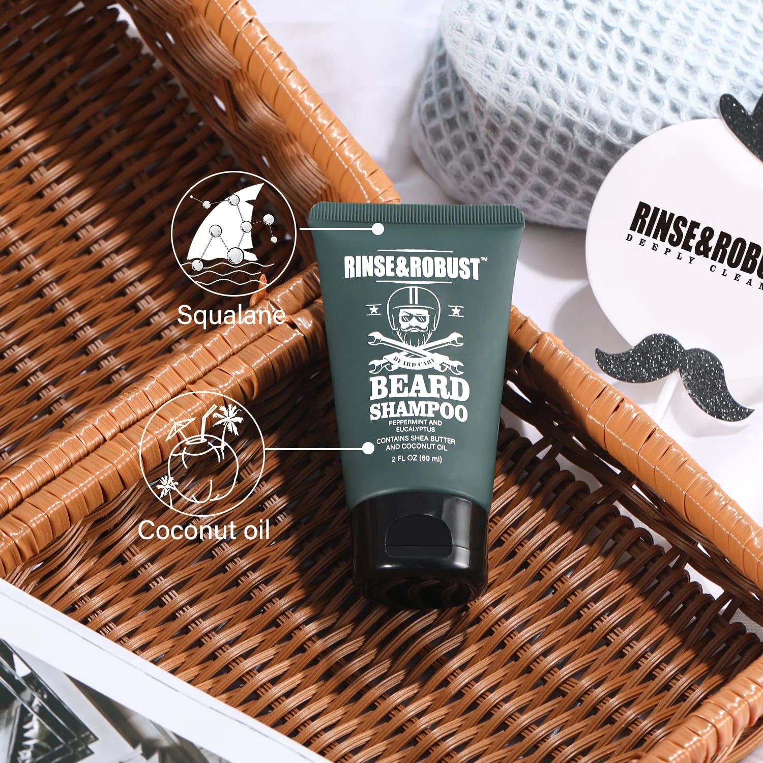 Beard Growth Kit for Men Beard Care Set 8Pcs with Traveling Bag Beard Grooming Wash & Beard Conditioner Kit